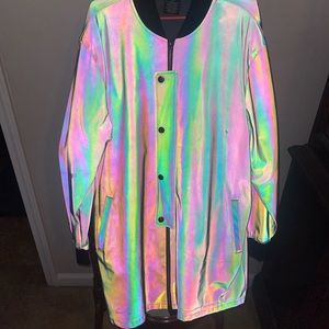 Holographic longline coat